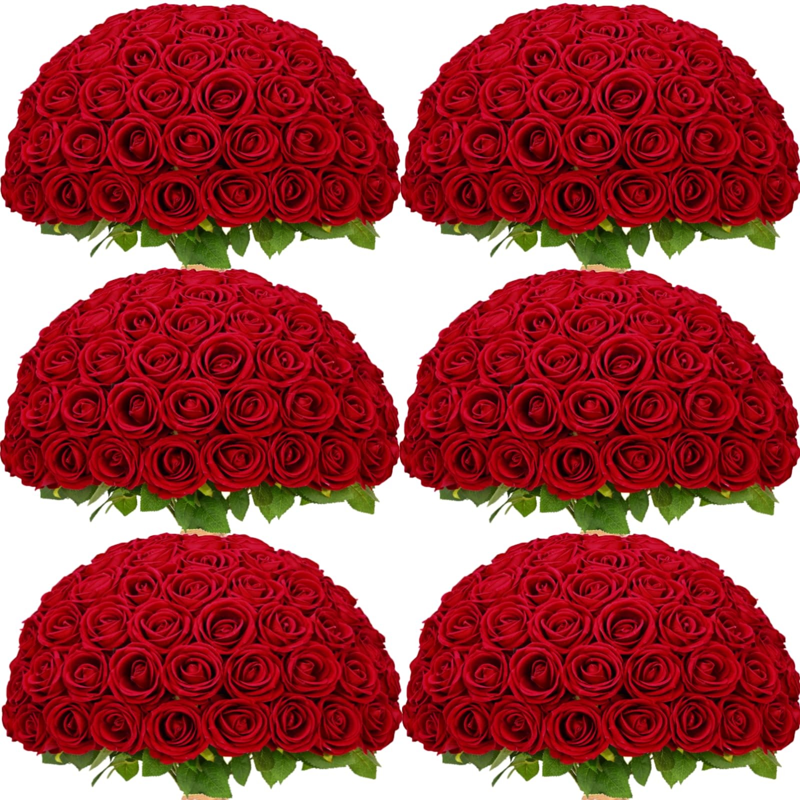200 Pcs Red Roses, Fake Roses Artificial Velet Flowers for Valentines Mothers…