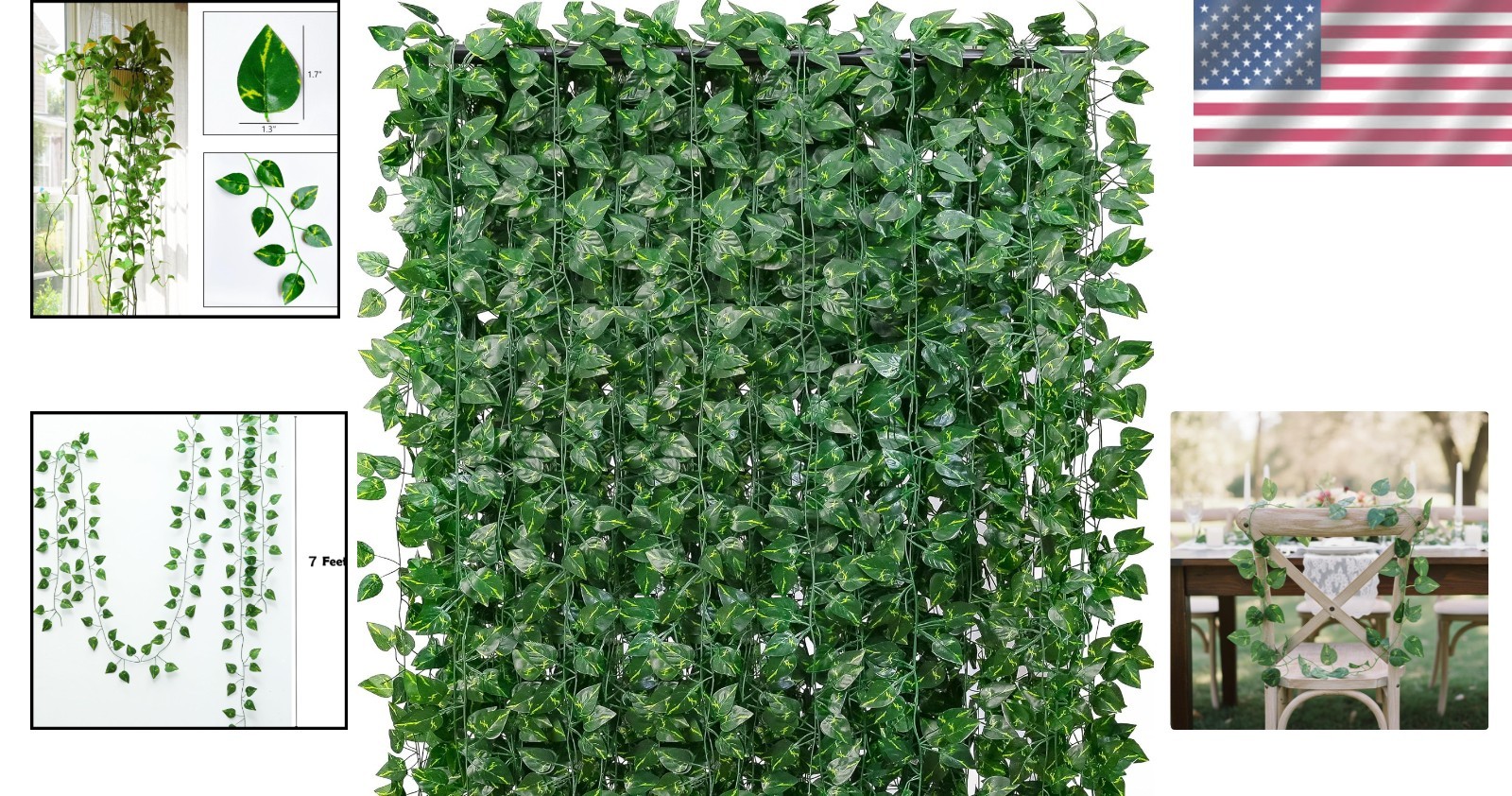 Realistic Ivy Leaf Hanging Garland – 77 Feet for Home and Event Decor, 11 Pack