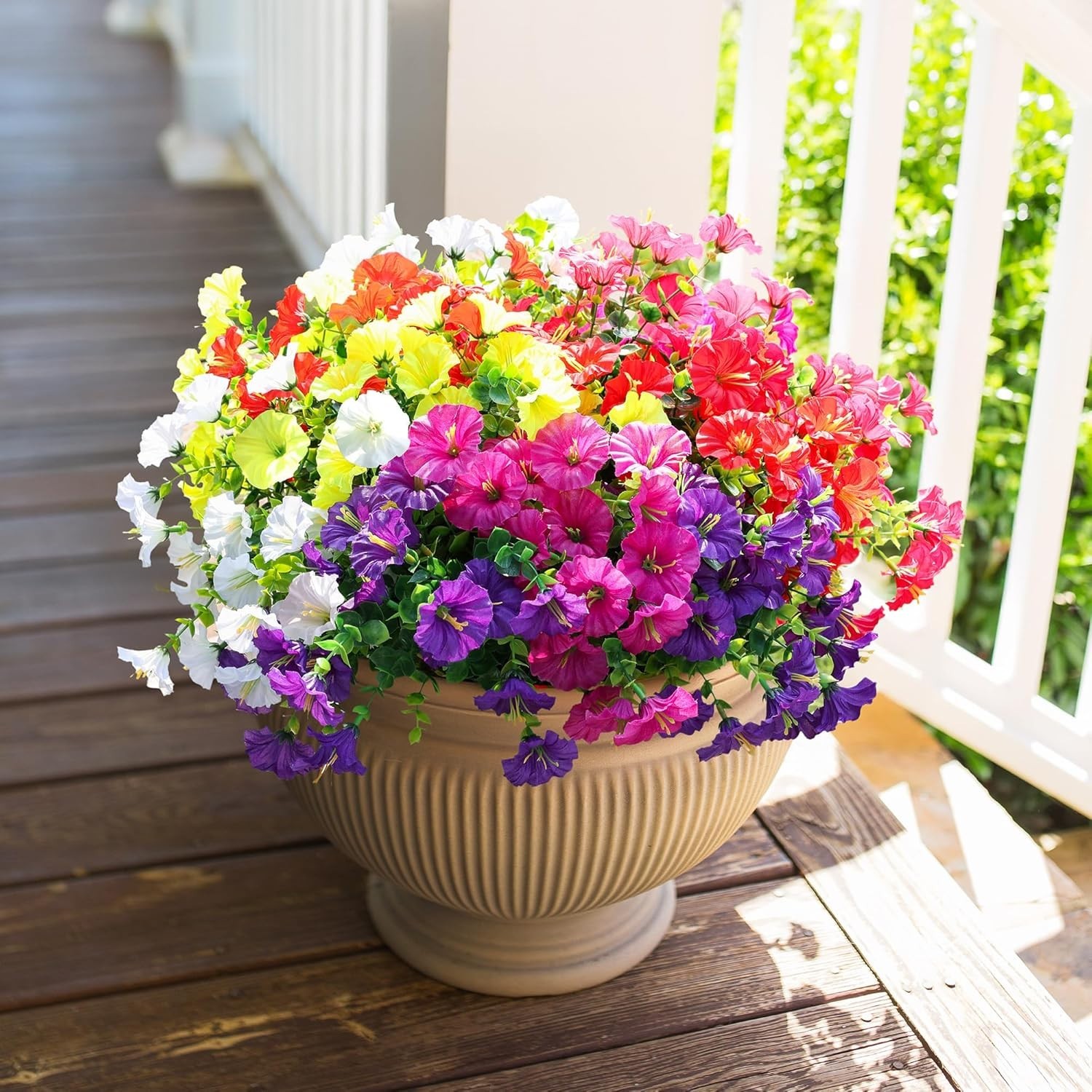 Artificial Flowers for Outdoors Fake Plants Outside Decoration, 12 Bundles Si…