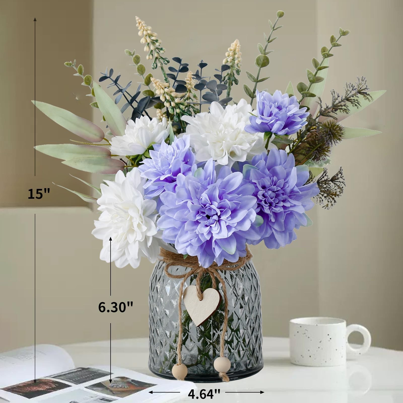 Fake Artificial Flowers In Vase Table Centerpieces Dining Room Decor
