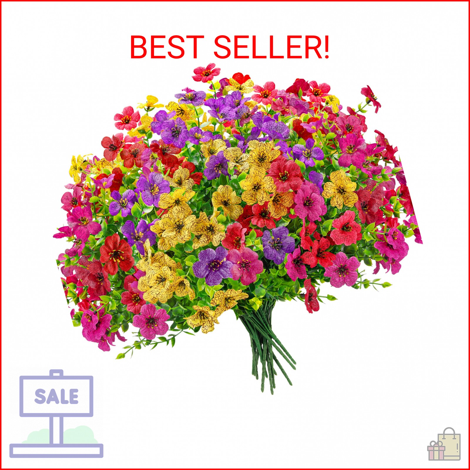 Der Rose 12 Bundles Artificial Flowers for Outdoors Fake Flowers Plants Spring S