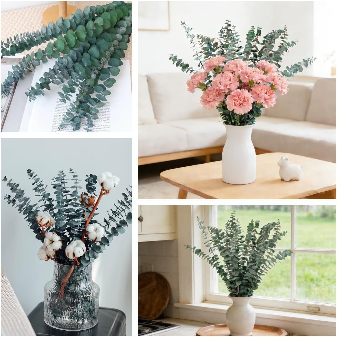 16 Pcs Dried Eucalyptus Stems, 17″ Real Preserved Eucalyptus Bouquet for Wedd…