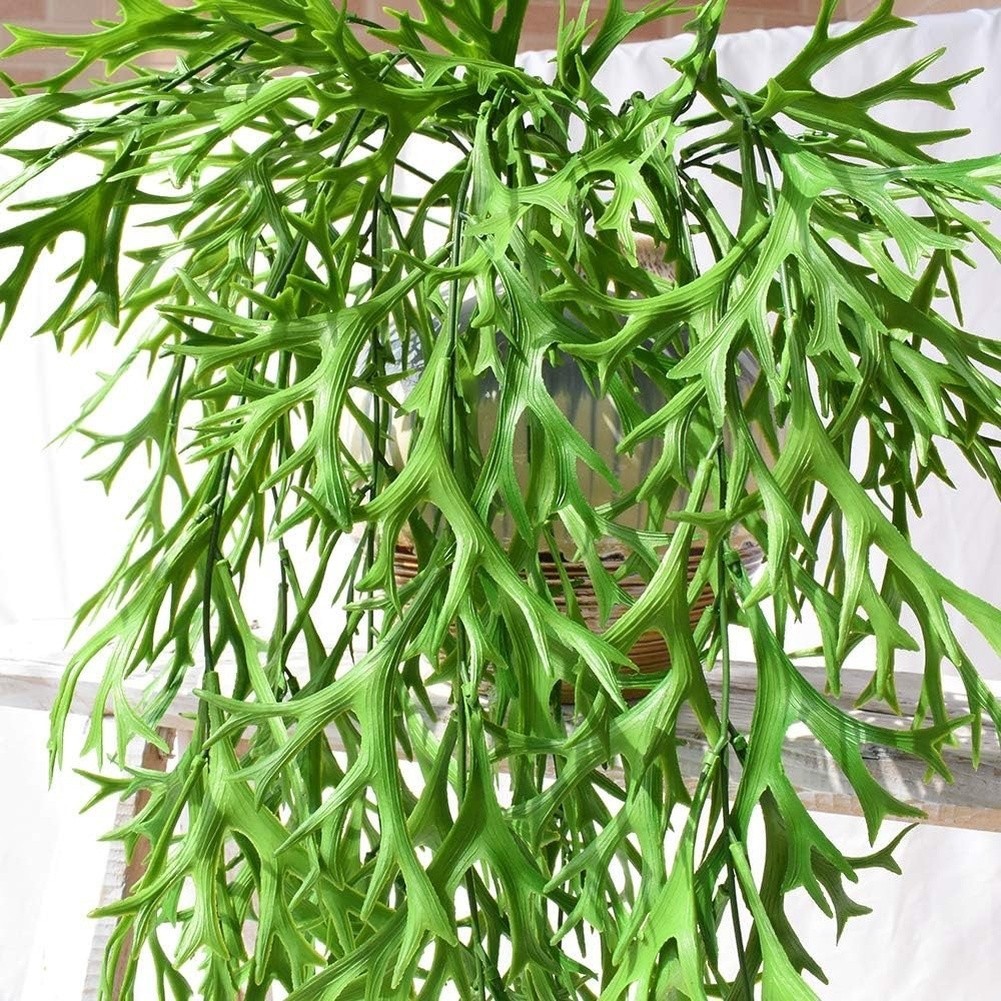 2pcs Lifelike Artificial Staghorn For Fern Hanging Plants Green 70cm Plastic