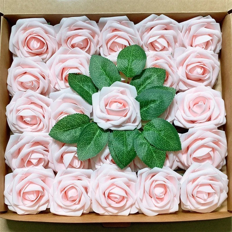 25Pcs Artificial Flowers Fake Flowers Roses Stem for DIY Wedding Bouquets Party