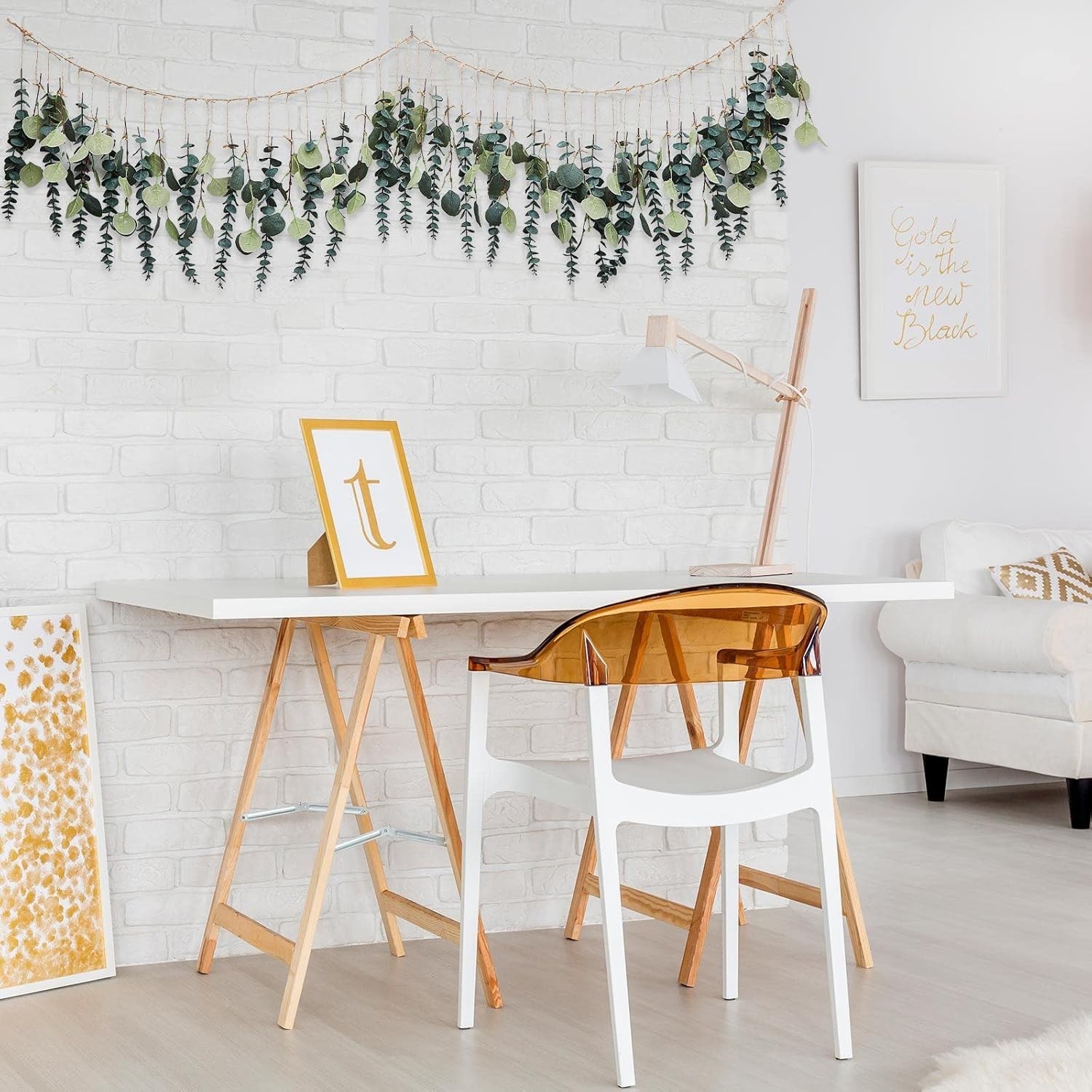 Fresh Eucalyptus Wall Décor with 2 LED String Lights – Versatile Home Accent