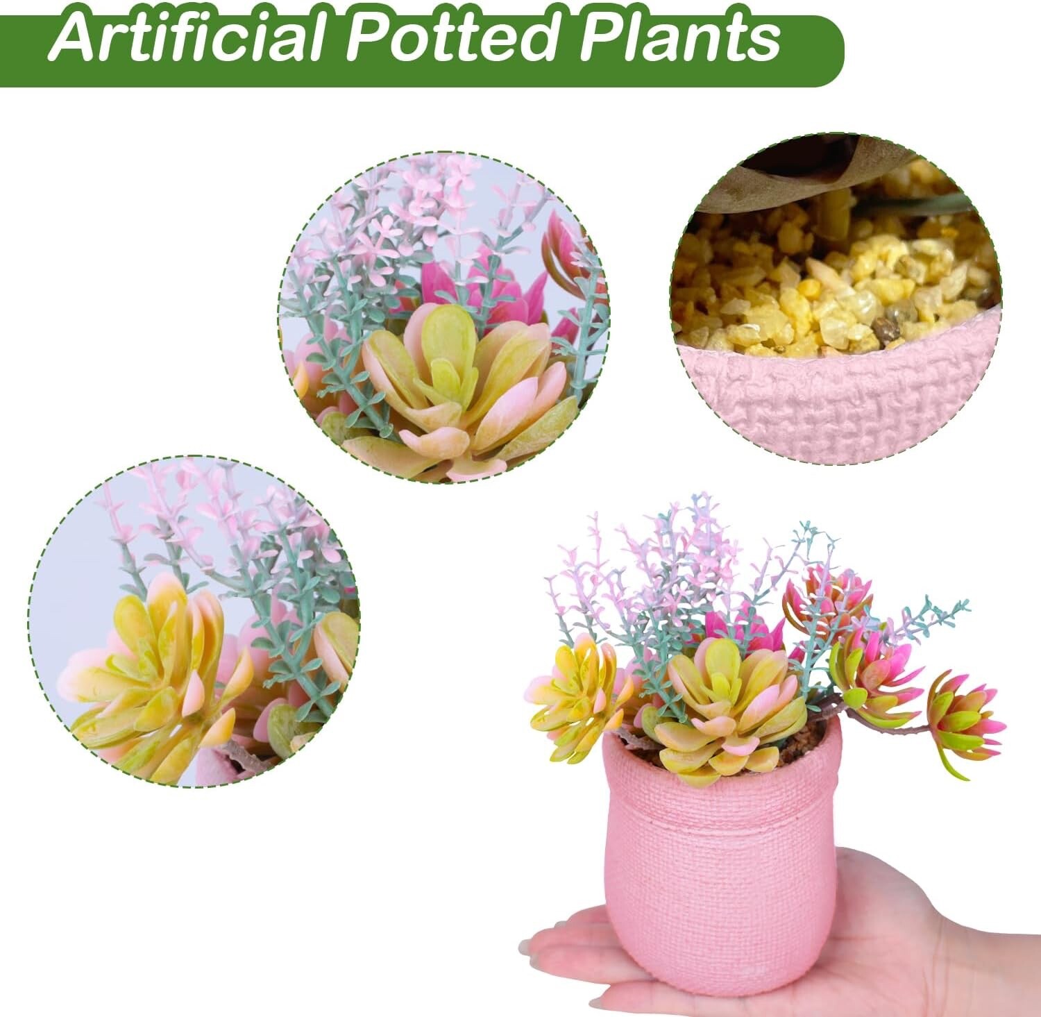 Succulents Plants Artificial Small Fake Plants Mini Faux Plants Indoor for Room