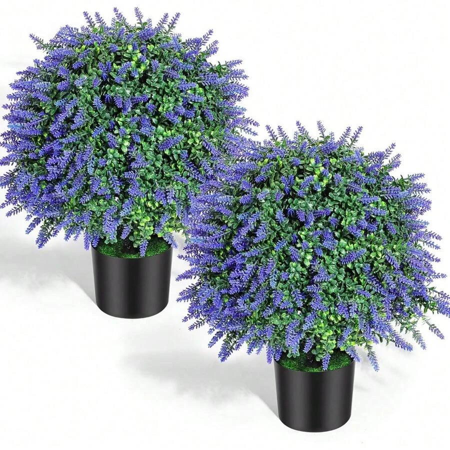 Artificial Plants Outdoor 21 6 Topiary Ball Trees Lavender 2 Front Porch Faux