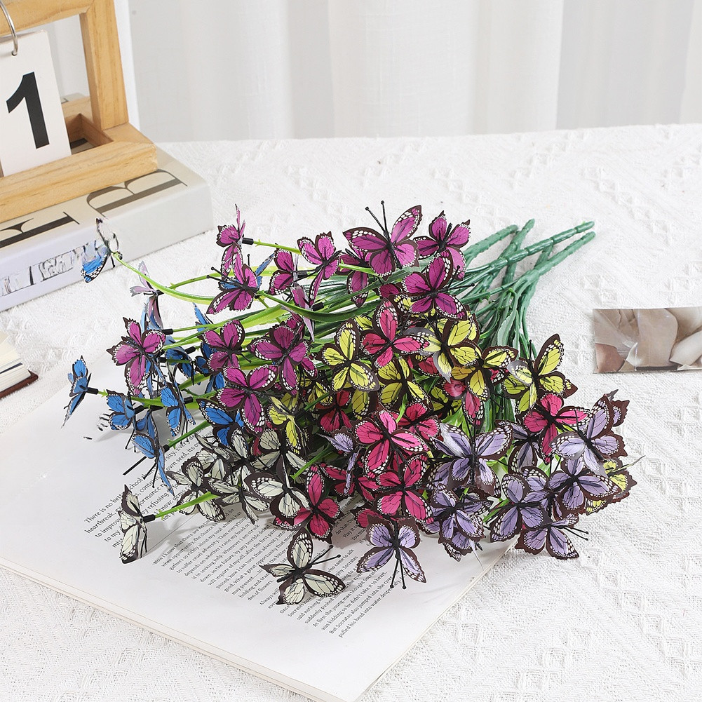 Artificial Plastic Flower with Butterfly Design for Garden Fence For Home Decor