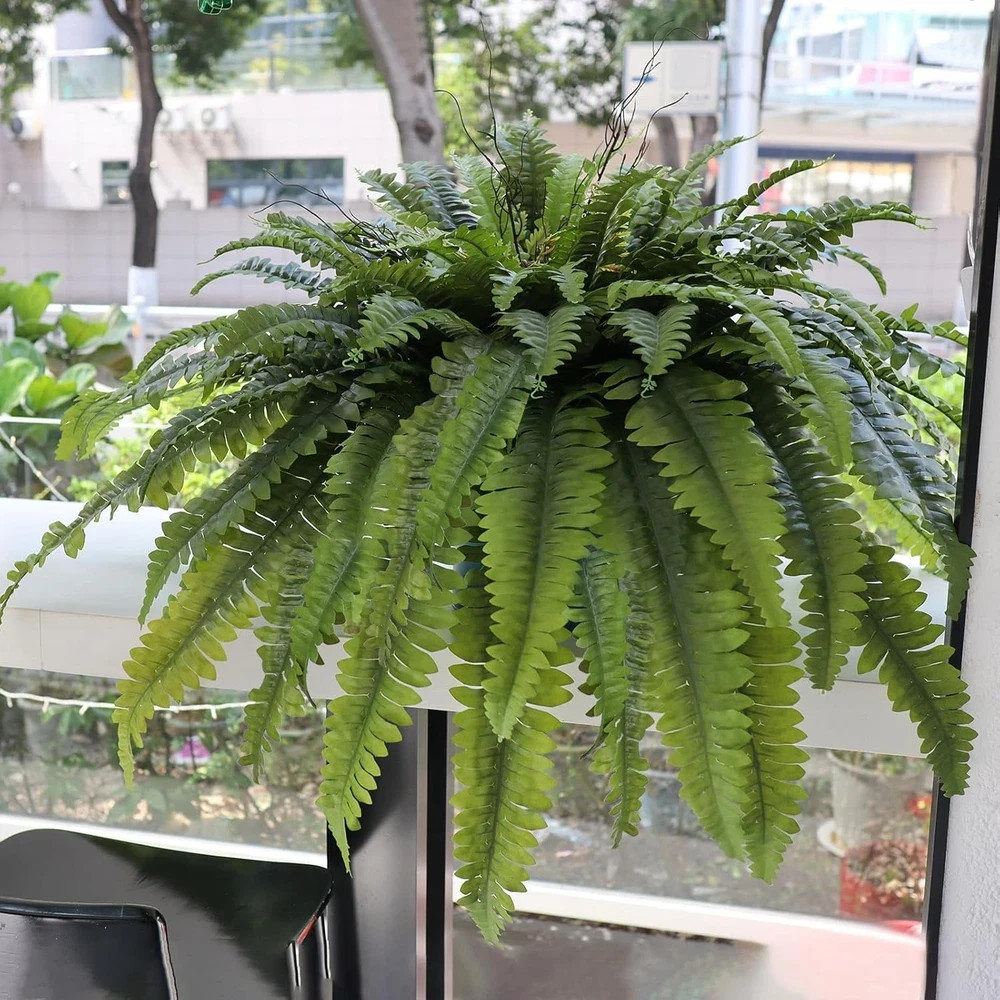 50″ Fake Ferns Artificial Plants Large, 98 Fronds Artificial Ferns for Outdoors
