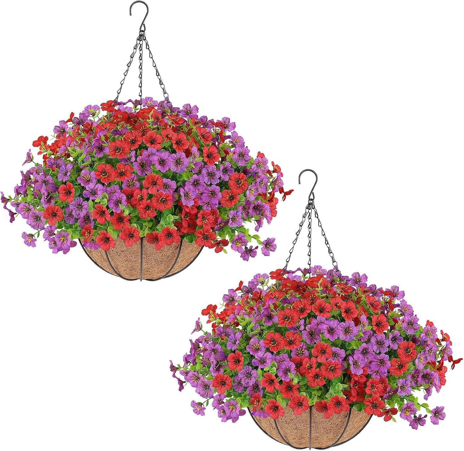 2 Set Artificial Flowers Hanging Plants in Basket,Artificial Hanging Flowers …