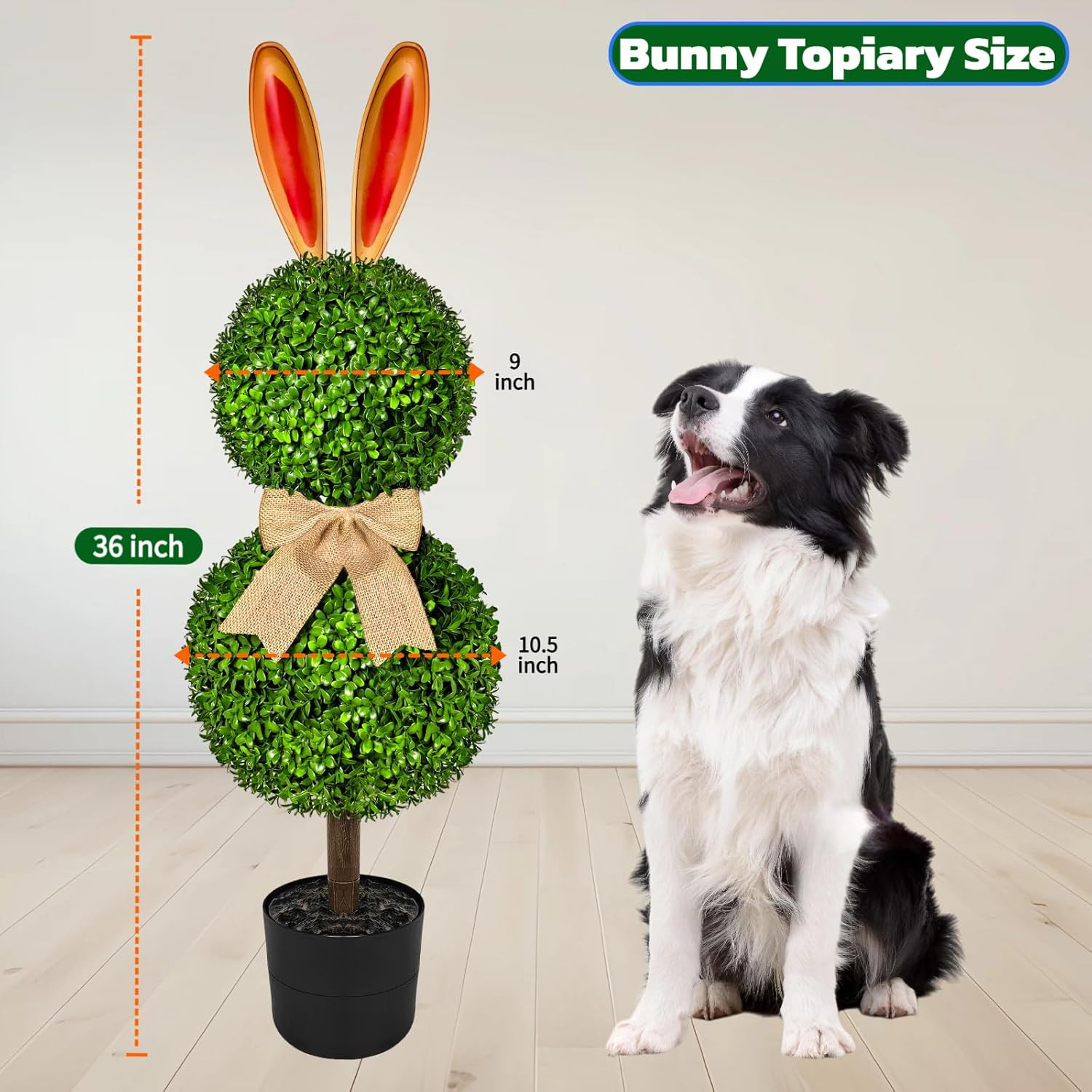 3 Ft Artificial Bunny Topiary Trees – Easter Decor for Indoor & Outdoor