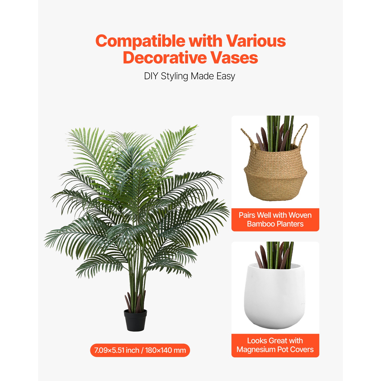 Uimoso 6ft Tall Artificial Areca Palm Tree in Pot for Indoor Decoration