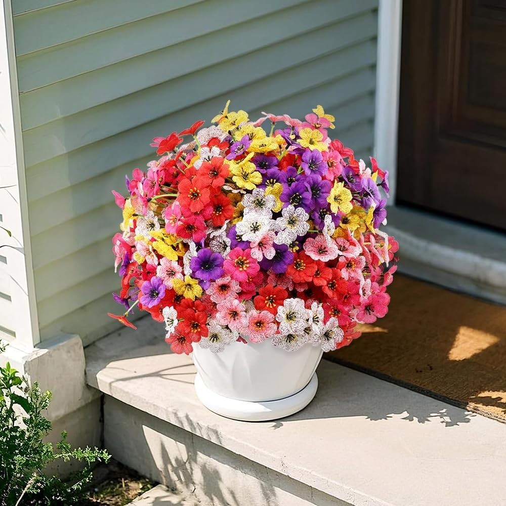 30 Bundles of UV Resistant Artificial Outdoor Flowers – Faux Garden Decor