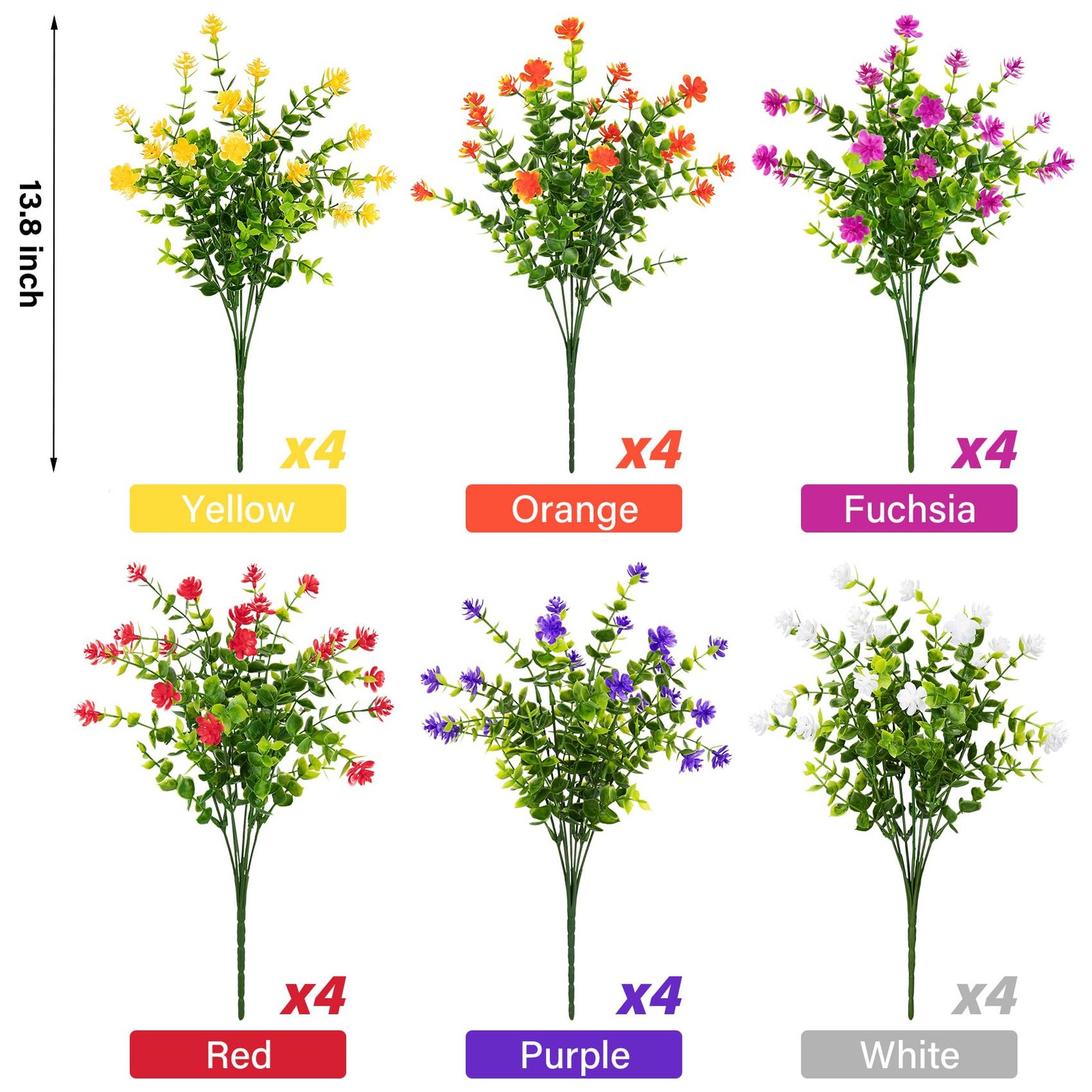 Ouddy Decor 24 Bundles Artificial Flowers for Outdoors Decoration Fake Flower…