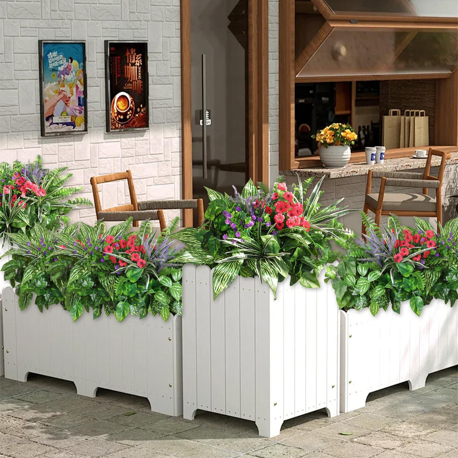 Best Pertivery Outdoor Faux Plants,12 Bouquets Artificial Plants UV Resistant