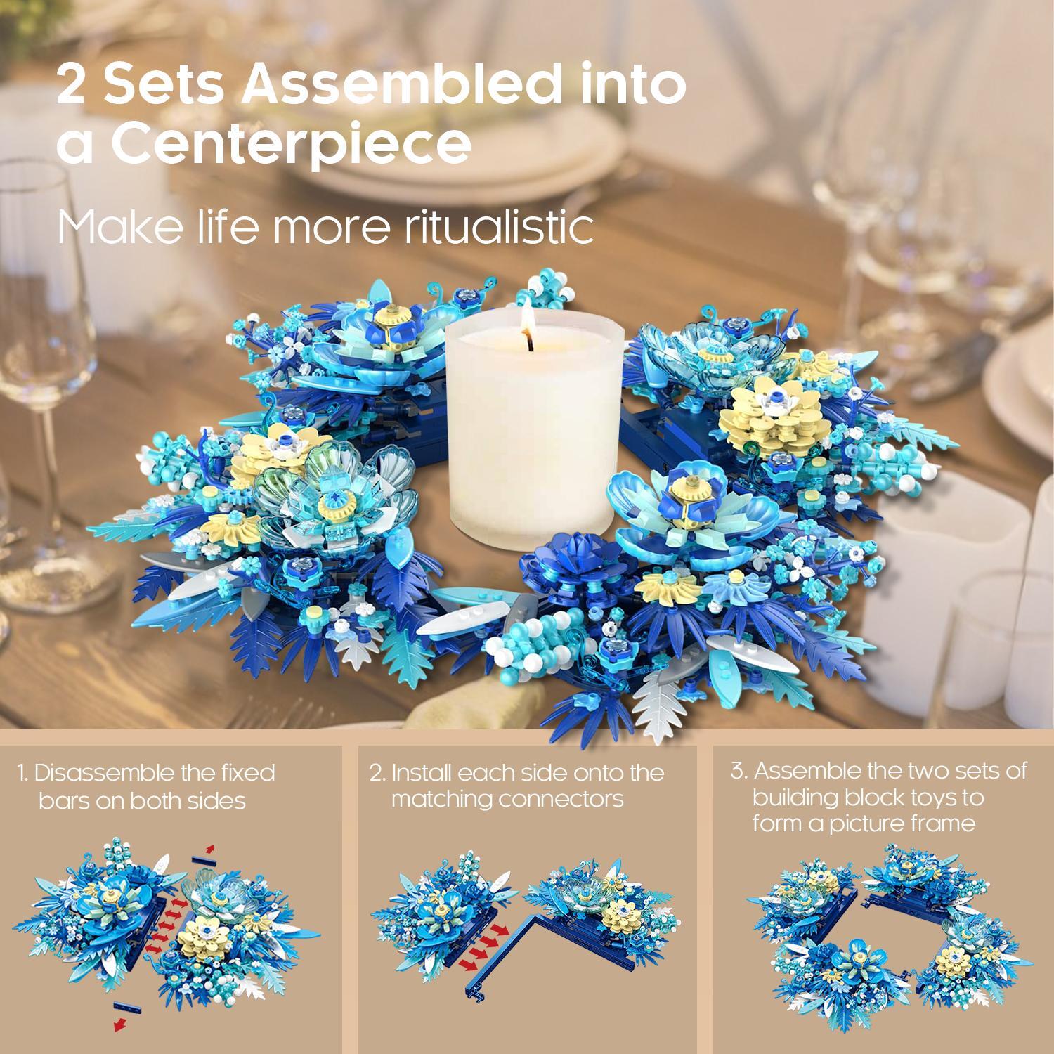 917pcs Fantasy Flower Bouquet Building Blocks Preserved Flowers Assembly Model