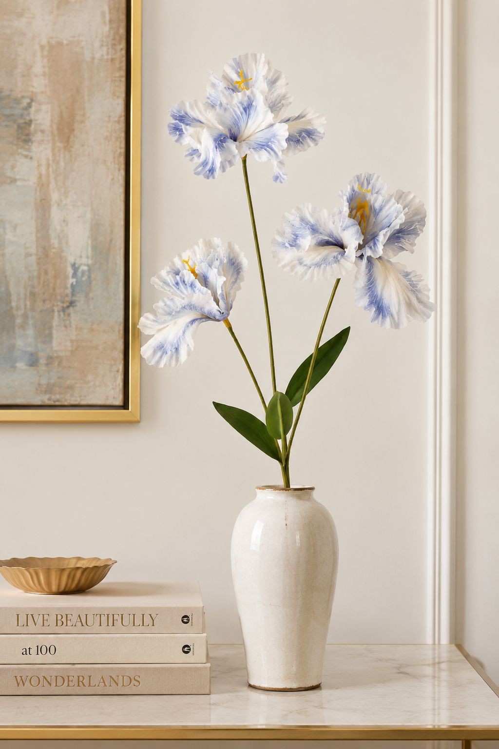 Luxury Faux Iris Stem Periwinkle Blue White Artificial Flower Wedding Floral Fre