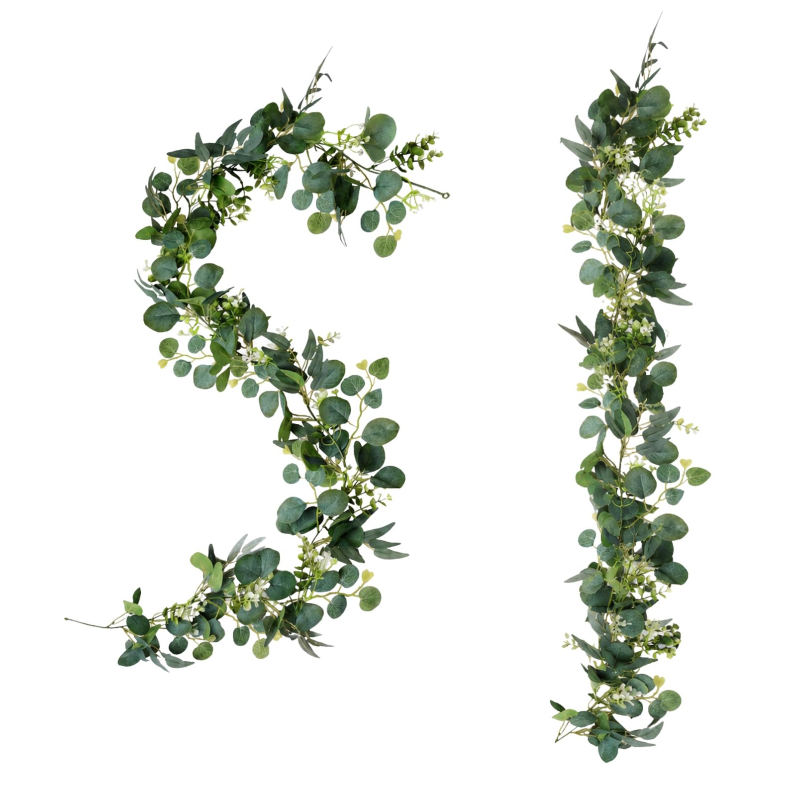 2 Pack 6 FEET Artificial Eucalyptus Garland Faux Silk Leaf Silver Dollar Euca…