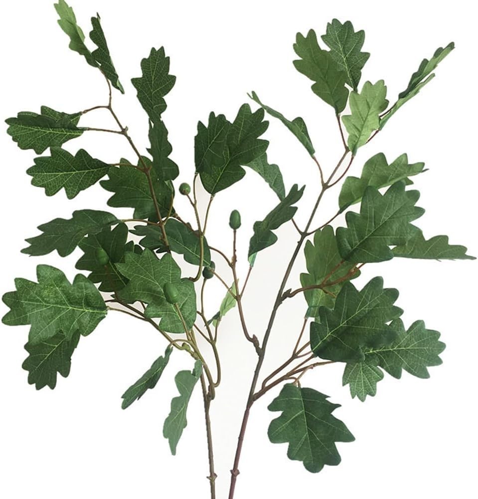 4Pcs Artificial Oak Tree Leaf Stems with Fruits Faux Oak Tree Branches Green …