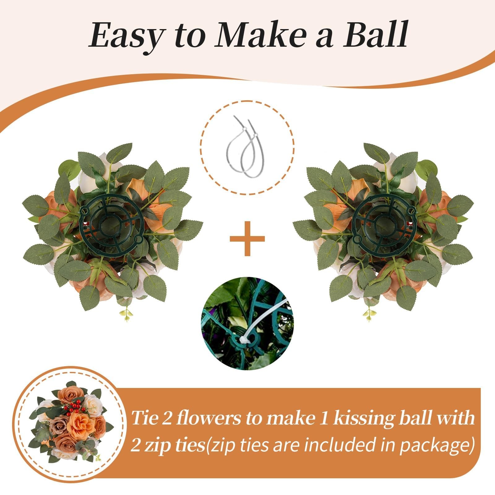 Terracotta Flowers Balls Centerpieces 2 Pcs Artificial Rose Fall Wedding