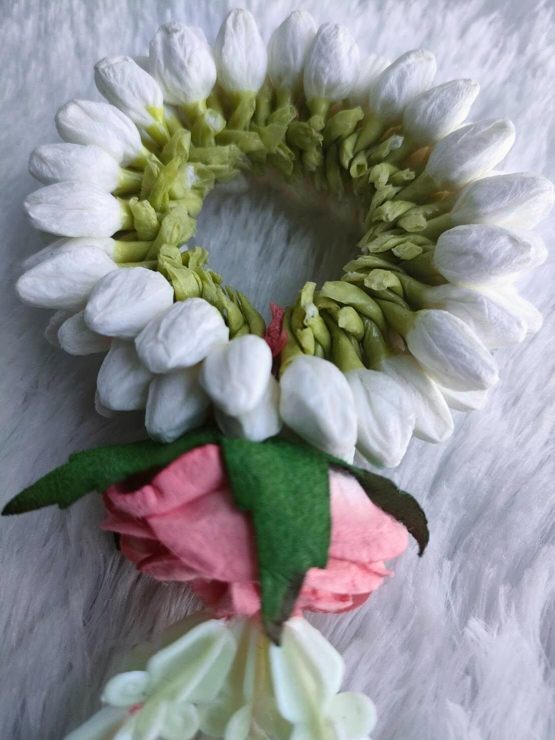 Garland Artificial Jasmine flowers Tissue Paper Fragrant Glue White Round Ubamal