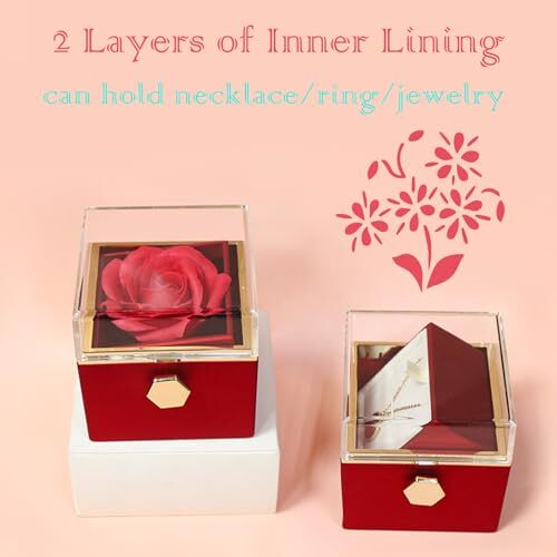 Gift for Mothers Day Rose Ring Box Velvet Jewelry Box Eternal Rose Box Red