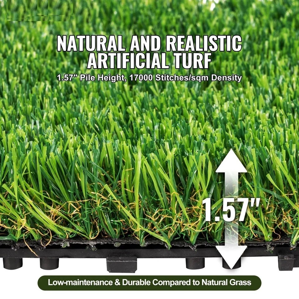 Artifical Grass Tiles Interlocking Turf Deck Set, 18 Pack – 12″x12″, Synthetic