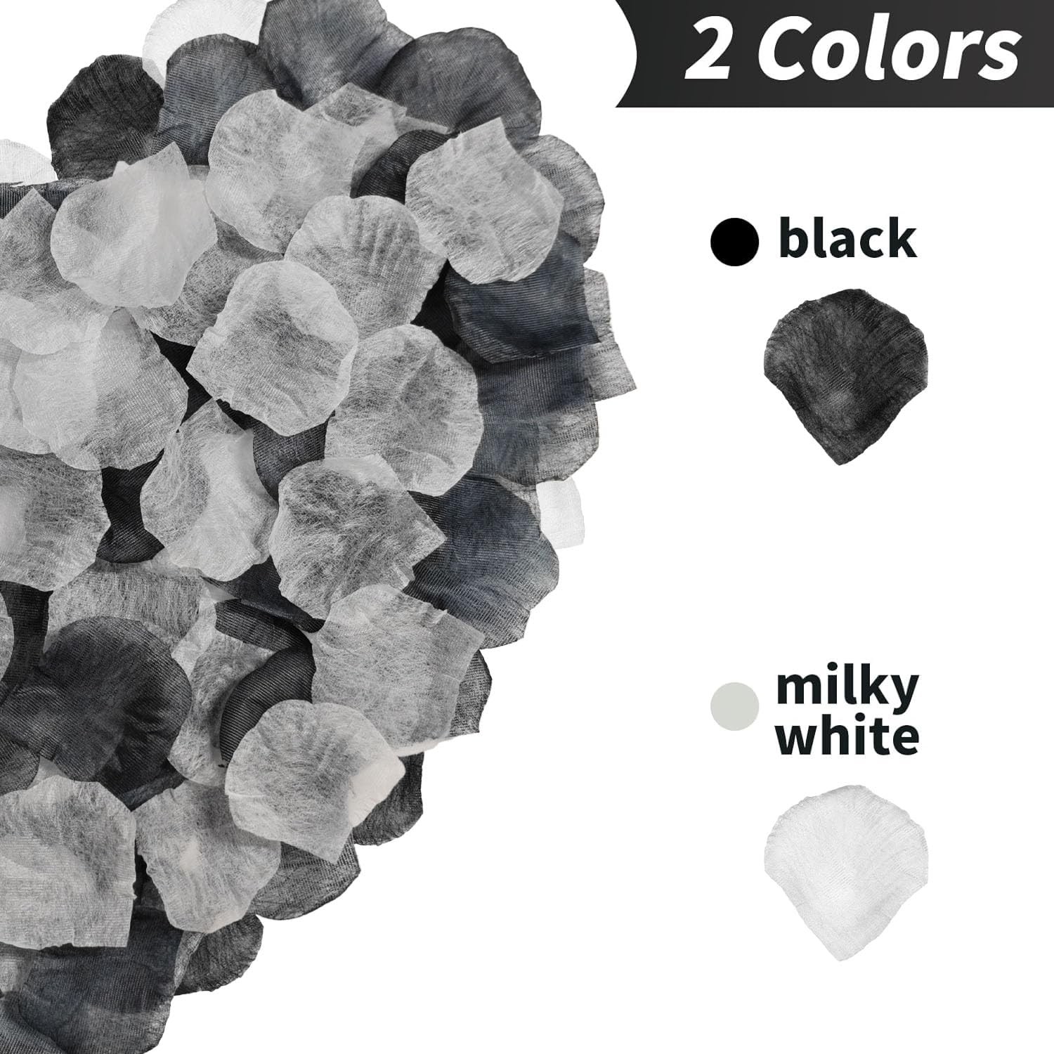 1200 Pcs Black Cream White Rose Petals – Silk Rose Petals for Romantic Night,…