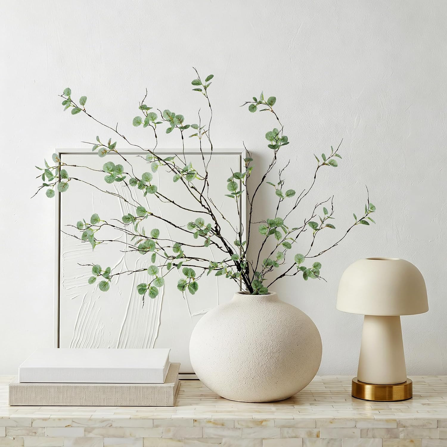 Faux Eucalyptus Stems for Vase – 4PC 36 Inch Artificial Plant Branches for Indoo