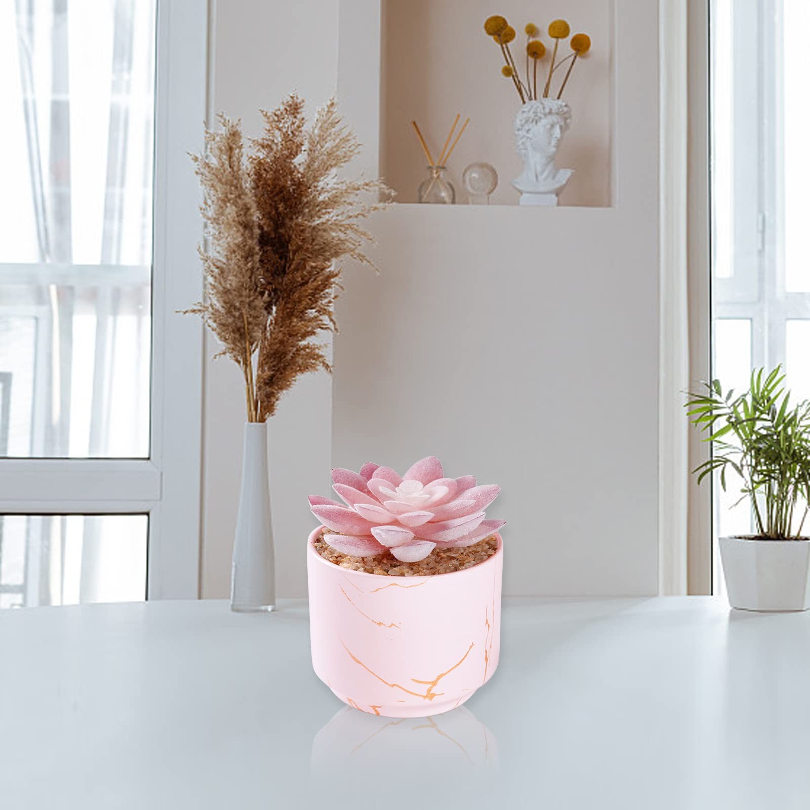 Pink Artificial Succulent Plant Cute Decor for Office Home Modern Aesthetic