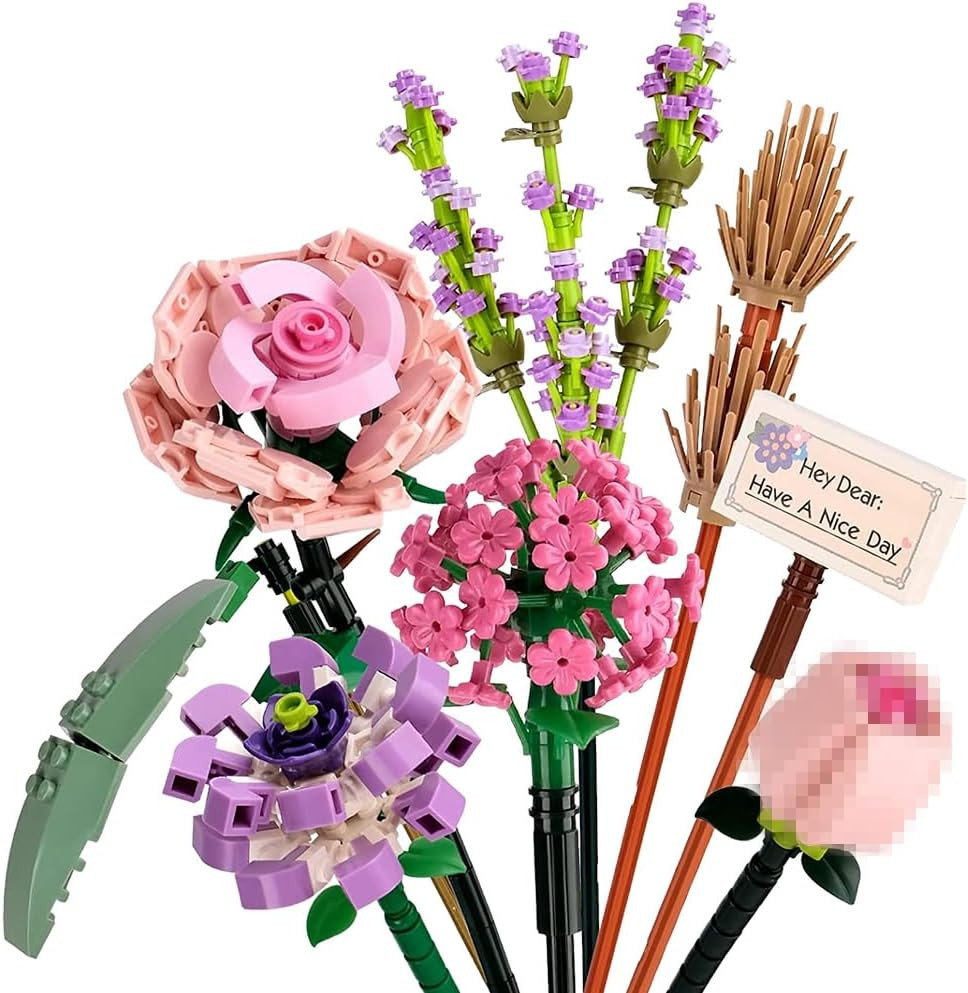 Mini Bricks Flower Bouquet Building Sets, Artificial Flowers, DIY Unique Decorat