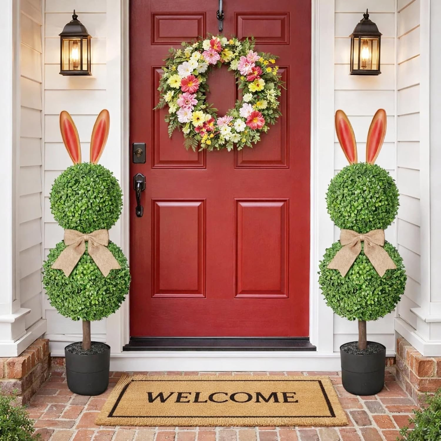 3 Ft Artificial Bunny Topiary Trees – Easter Decor for Indoor & Outdoor
