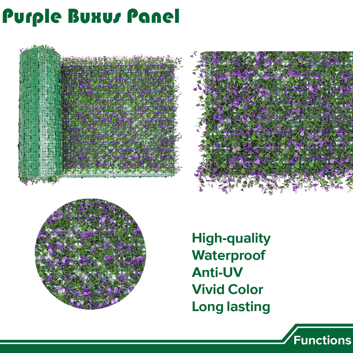 Artificial Purple Buxus Leaf cover back Privacy Fence Screen Home Décor Hedge