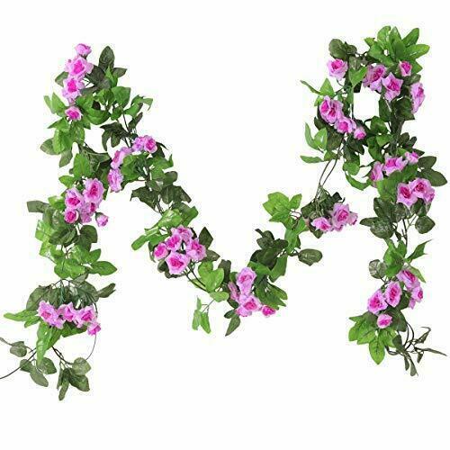 PARTY JOY VINTAGE ARTIFICIAL SILK ROSE FLOWER DECORATIVE BOUQUET PURPLE 33T 2 PC