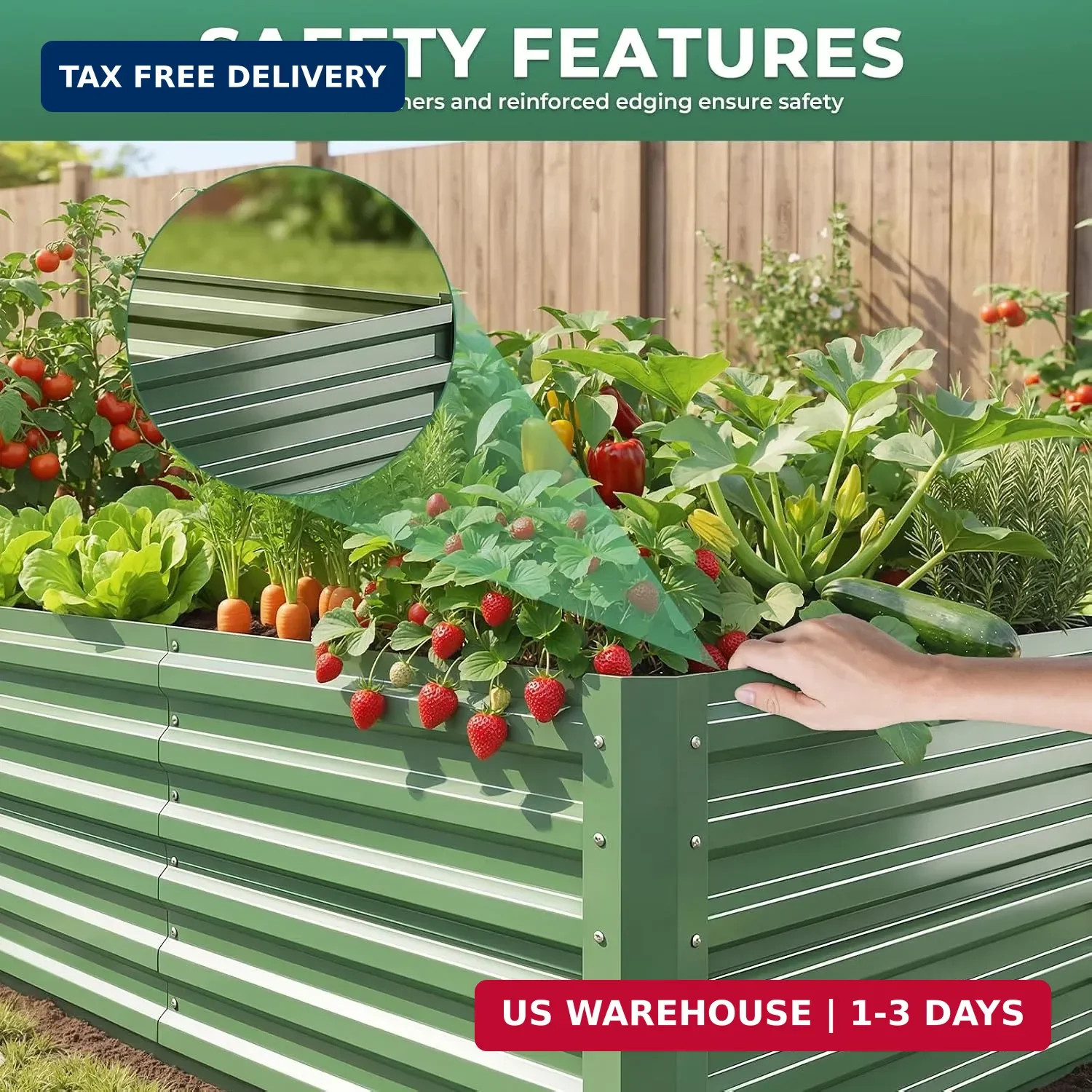 6x3x1.5ft Galvanized Raised Garden Bed, Metal Planter Box for Outdoor Planting P