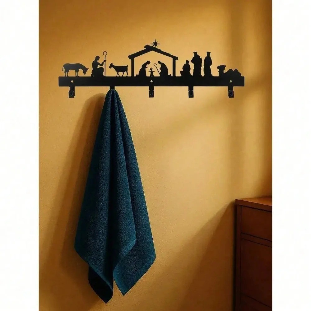 Metal Christmas Stocking Wall Holder with Hooks – Mantel Holiday Decor Gift