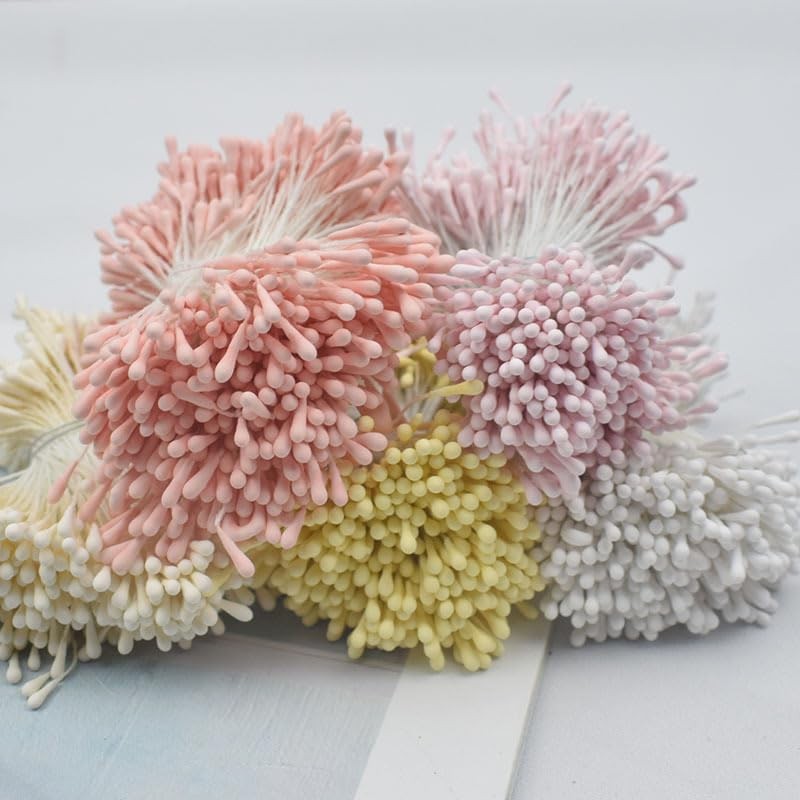 1000 Pcs Artificial Pearl Flower Stamen,Mini Double Heads Mix Color Flower Pi…
