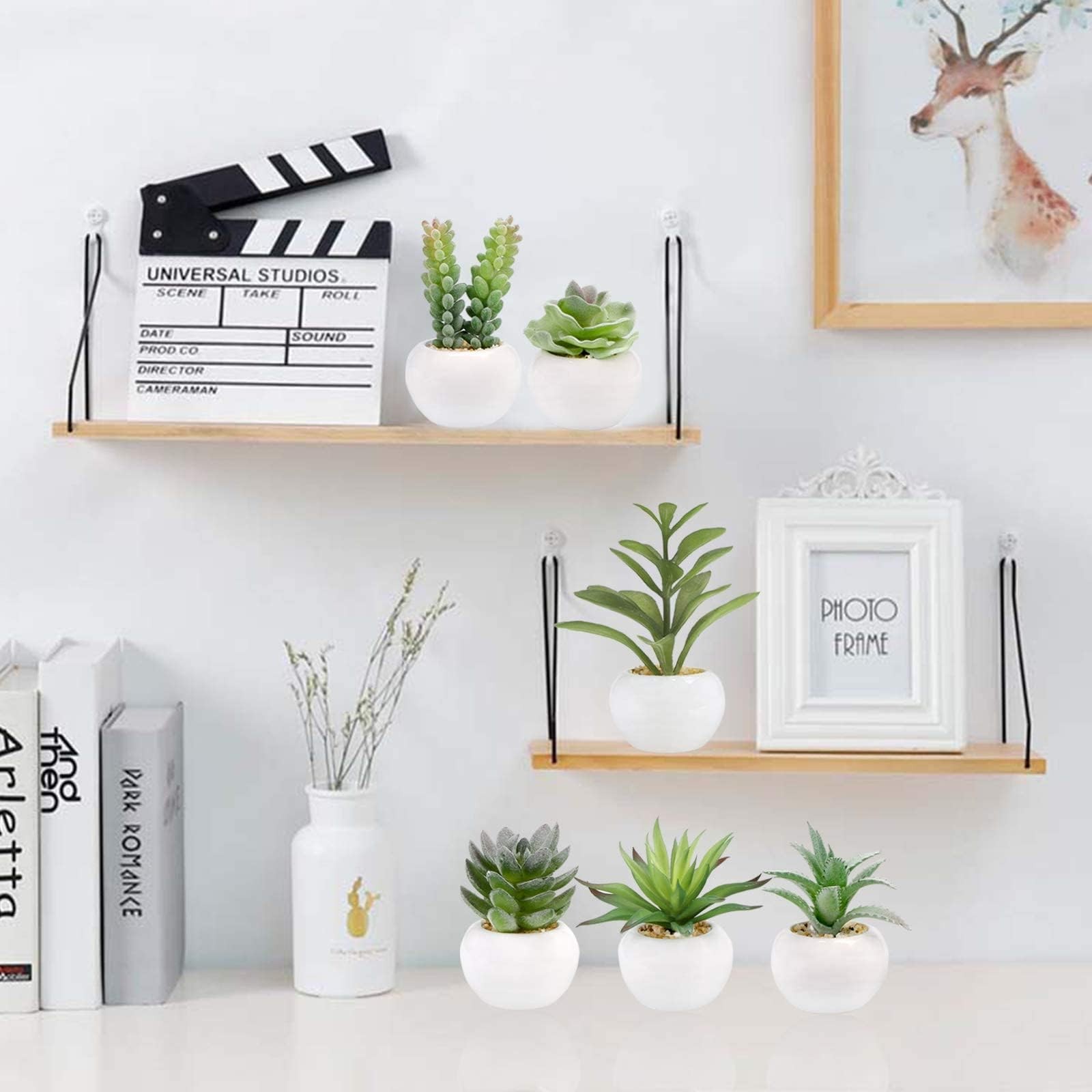 6 Pcs Artificial Succulents in Ceramic Pots Small Fake Plants