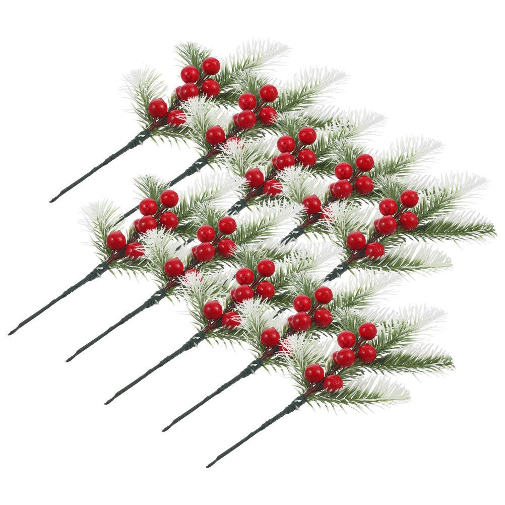 10Pcs Reusable Artificial Christmas Berry Stems for Decor Assorted Color PVC