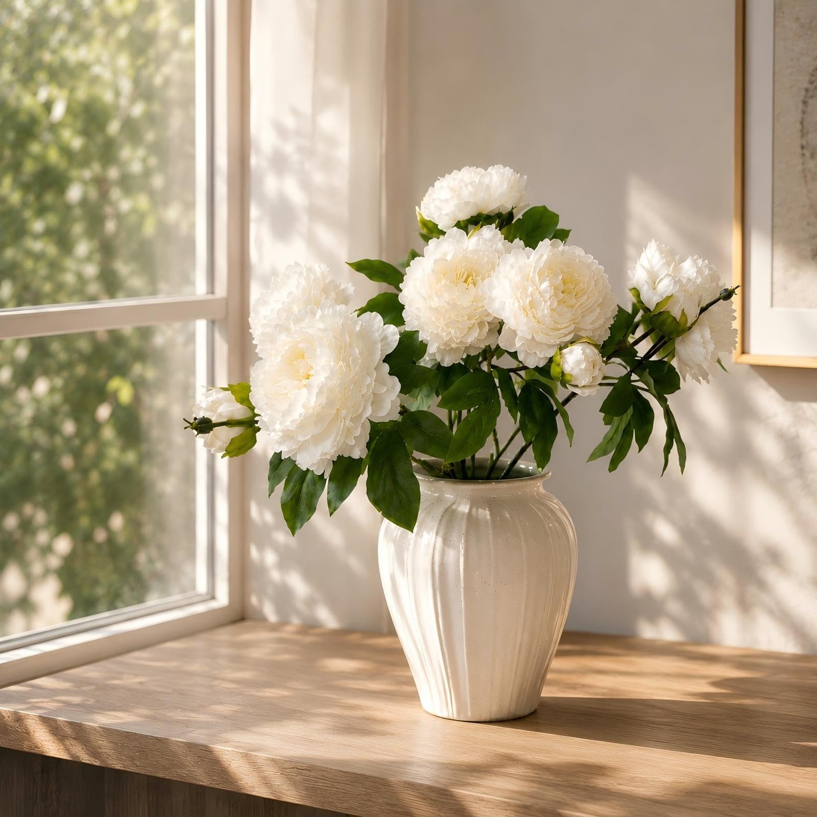 Peonies Artificial Flowers 5 Stems 24.4 Inch Large Fake Peony Bouquet with Do…
