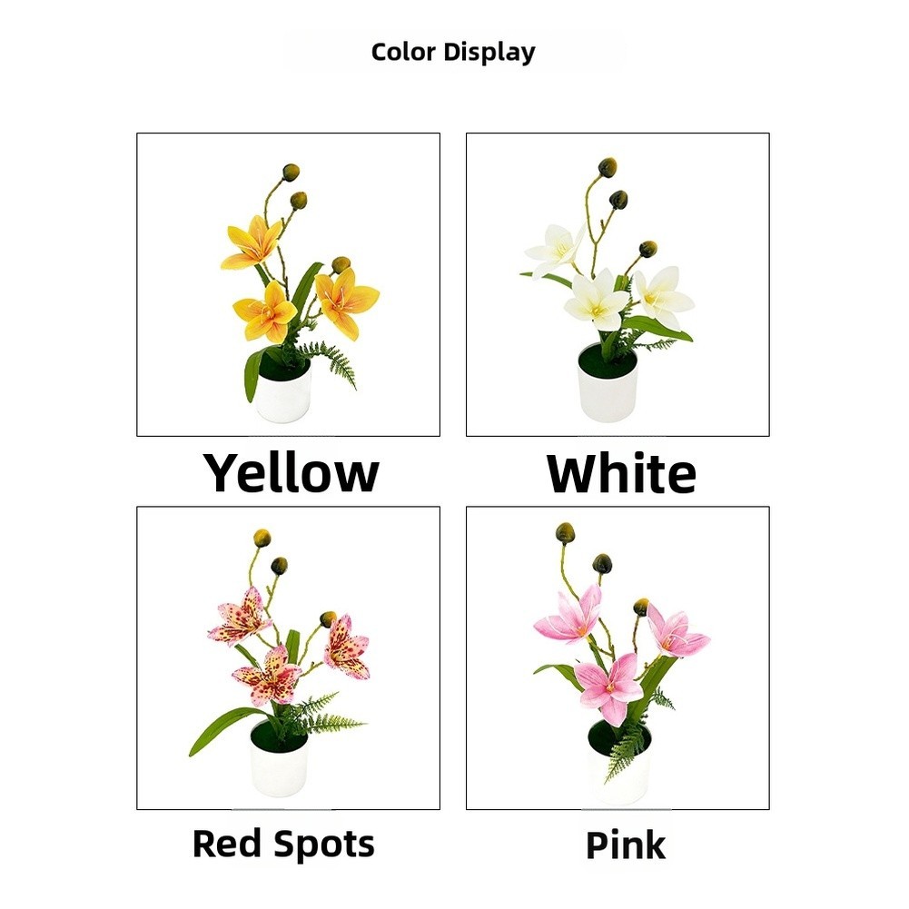 Plastic Artificial Magnolia Bonsai Flower White Pink Red Spots Yellow 8 8 31 cm