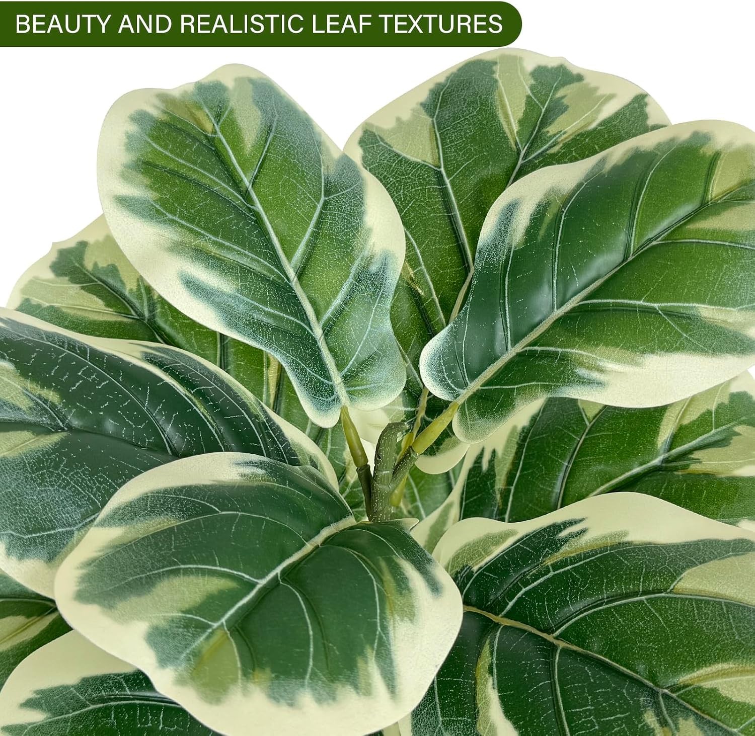Set of 2 Fiddle Leaf Fig Tree 40” Fake Tree Plants Artificial Decor with Green