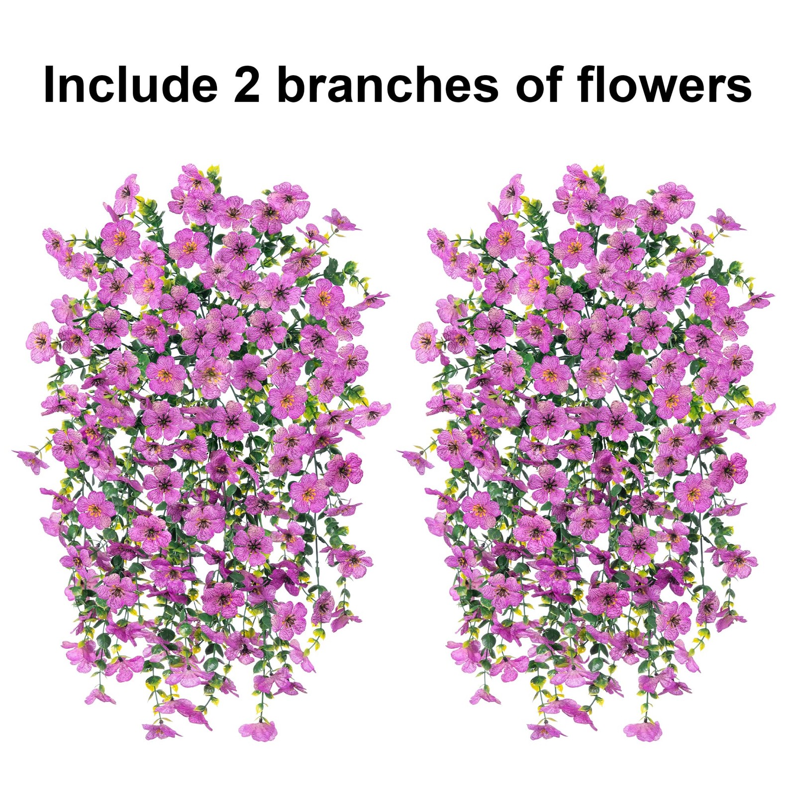 Artificial Faux Hanging Flowers Plants for Outdoor Decor, 2 PCS Outside Fake …