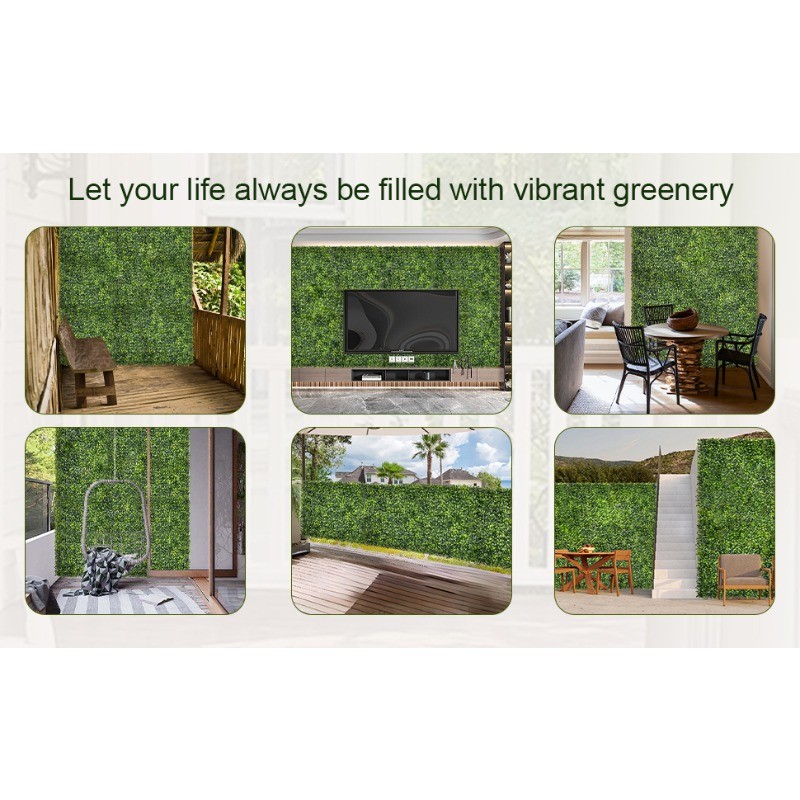 [Indoor Outdoor Decor] 10pcs Artificial Boxwood Hedge Wall Panels: 10 X 10In