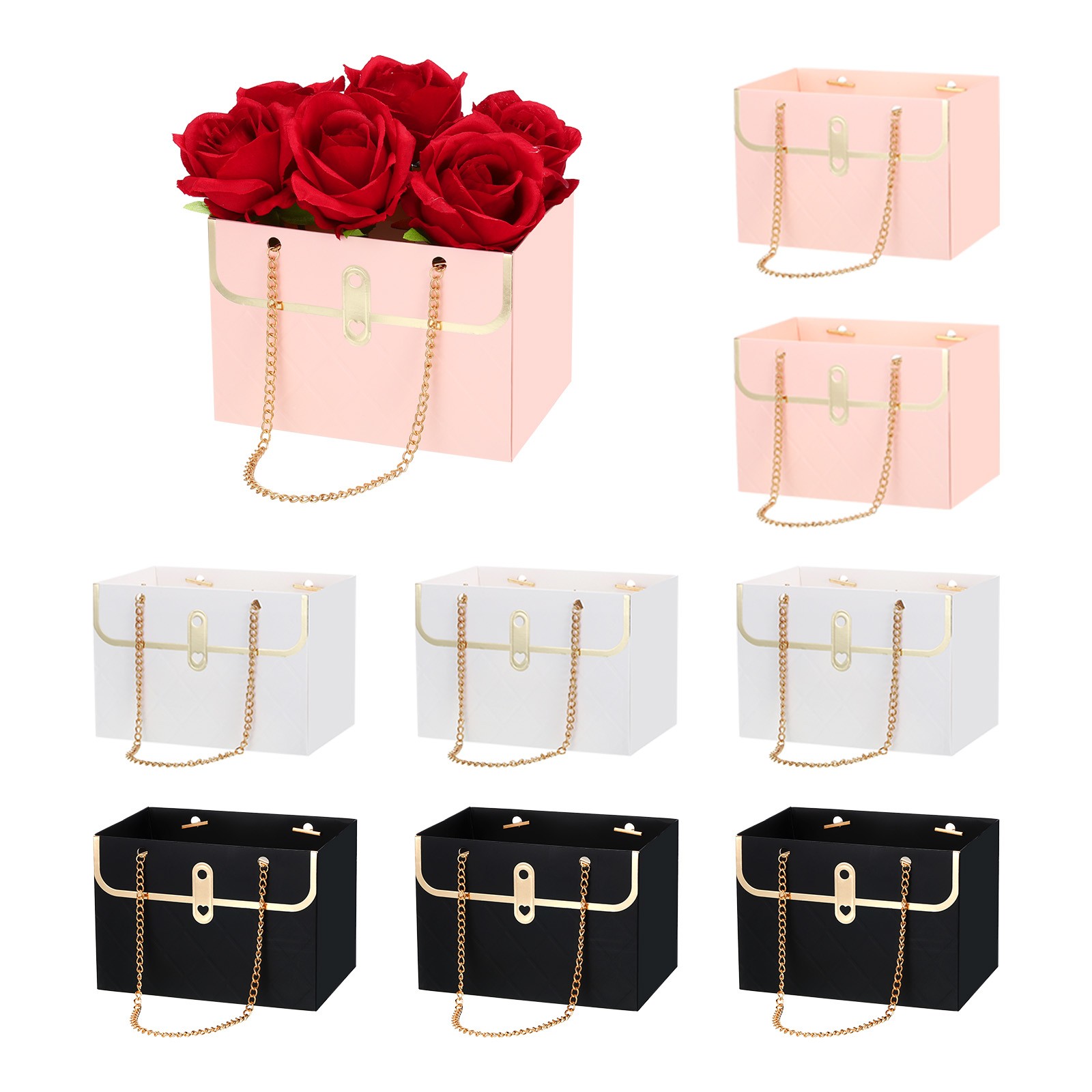 Paper Flower Gift Bags, 9 Pack Florist Bouquet Bags Box