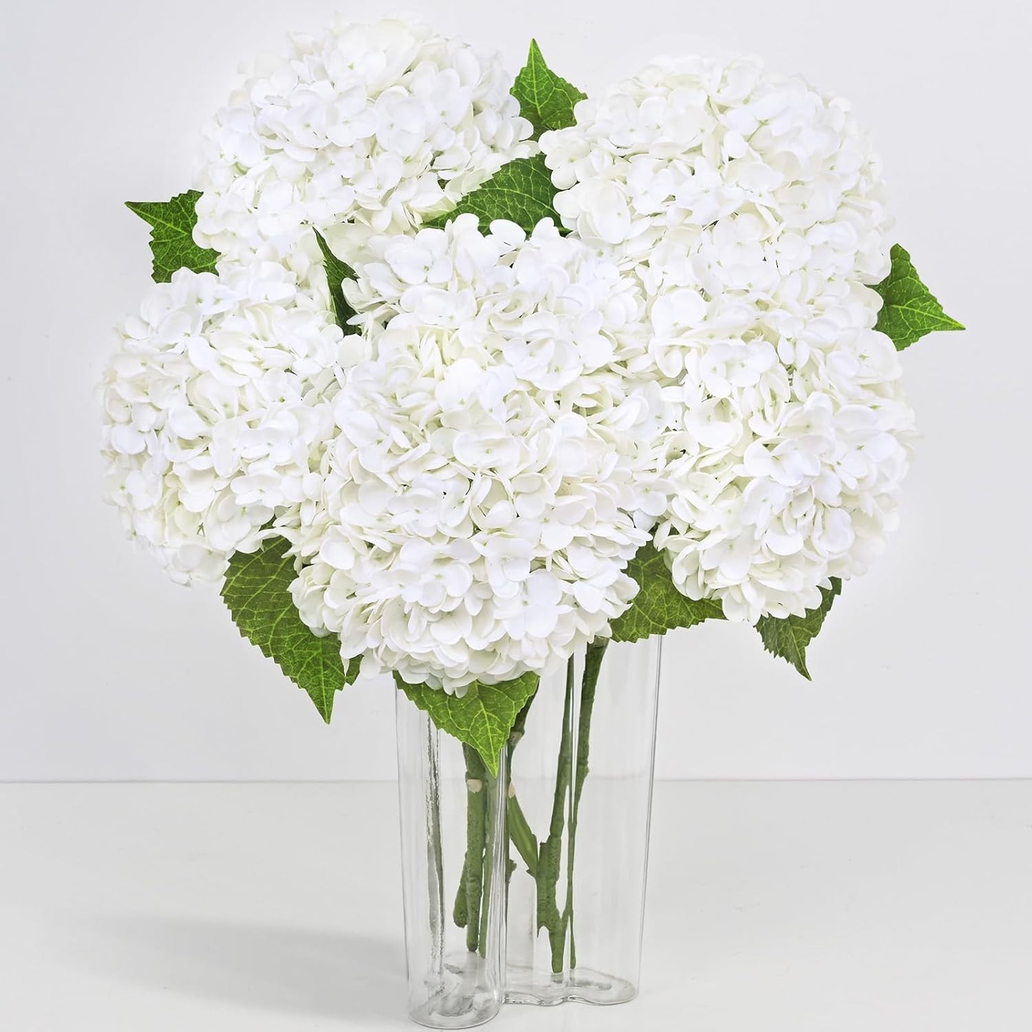 Real Touch Hydrangea Artificial Flowers, White, 6 Pcs
