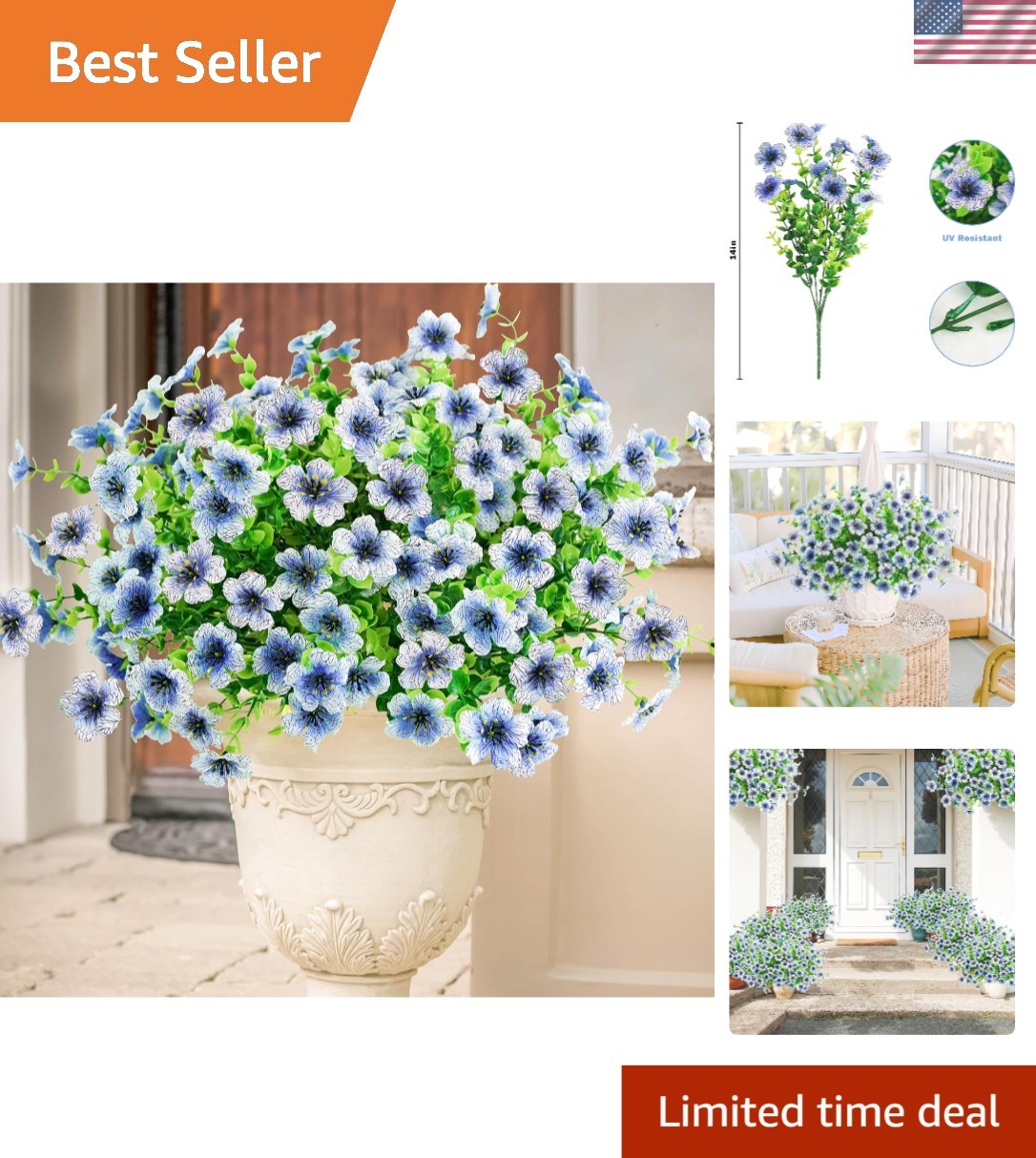 Vibrant Blue 14in Artificial Daisy Bundles – Indoor & Outdoor Decor Solution