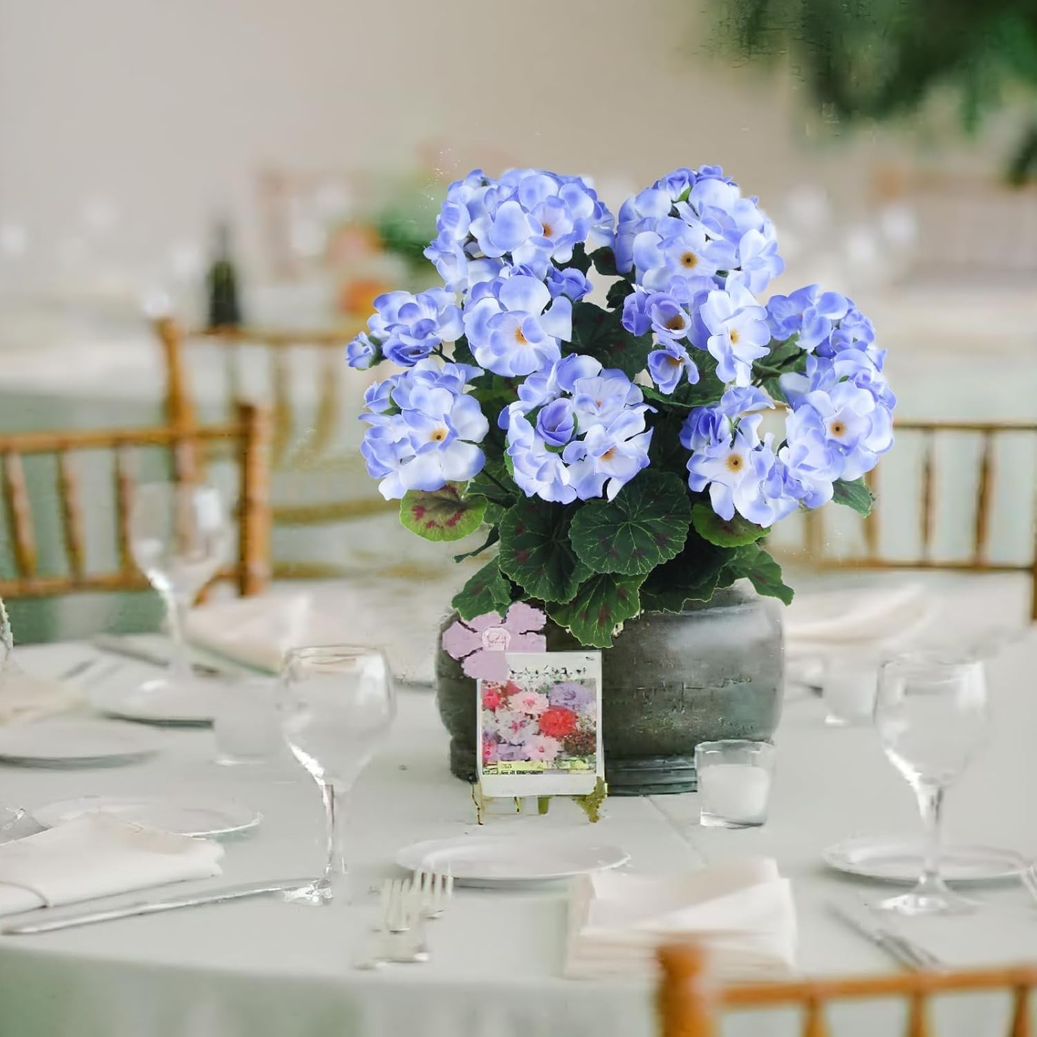 Vibrant 2 Pcs Faux Light Purple Geranium Flowers for Weddings & Centerpieces