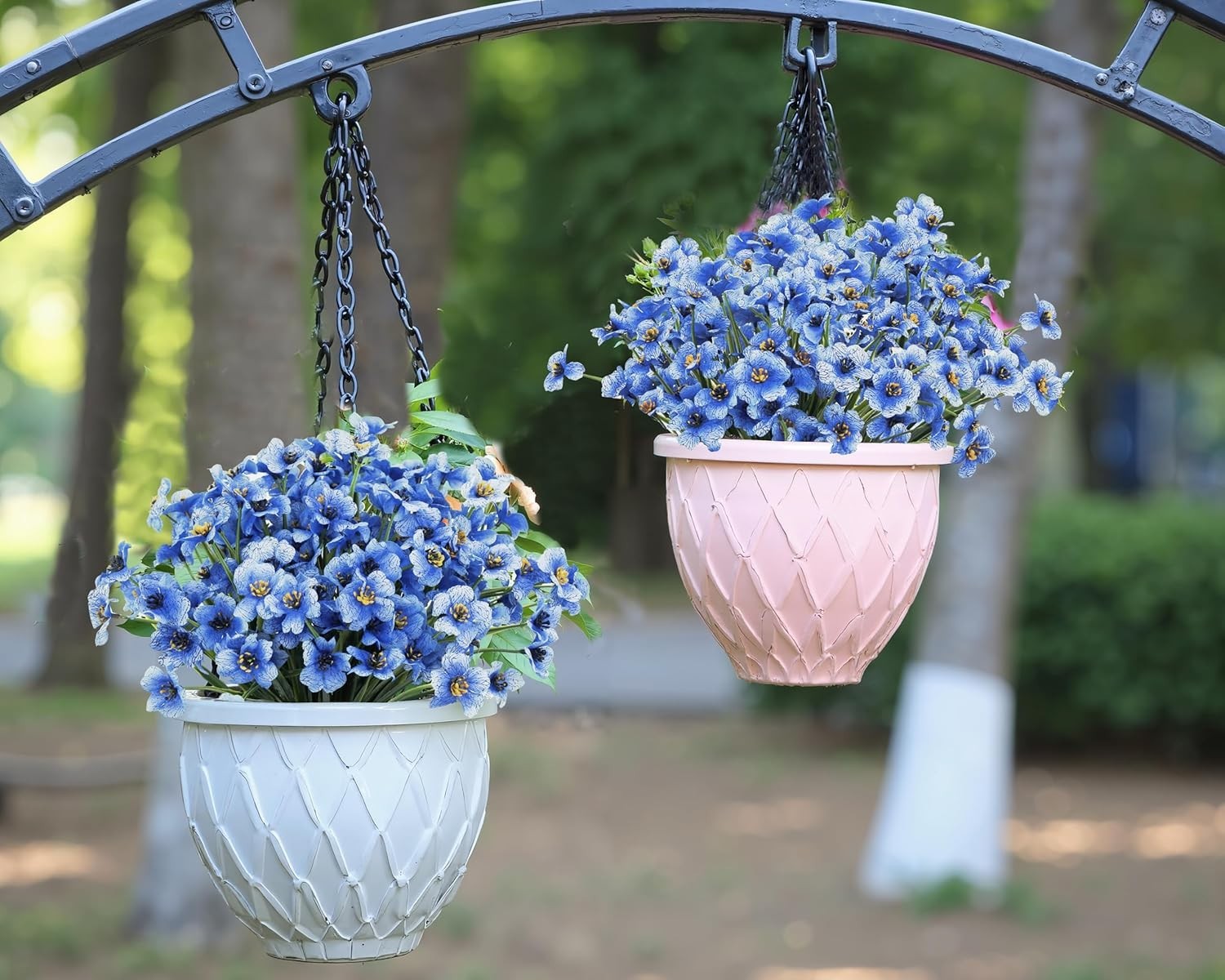 24 Bundles Artificial Flowers for Outdoors Decorations, Blue | UV resistant,Blue