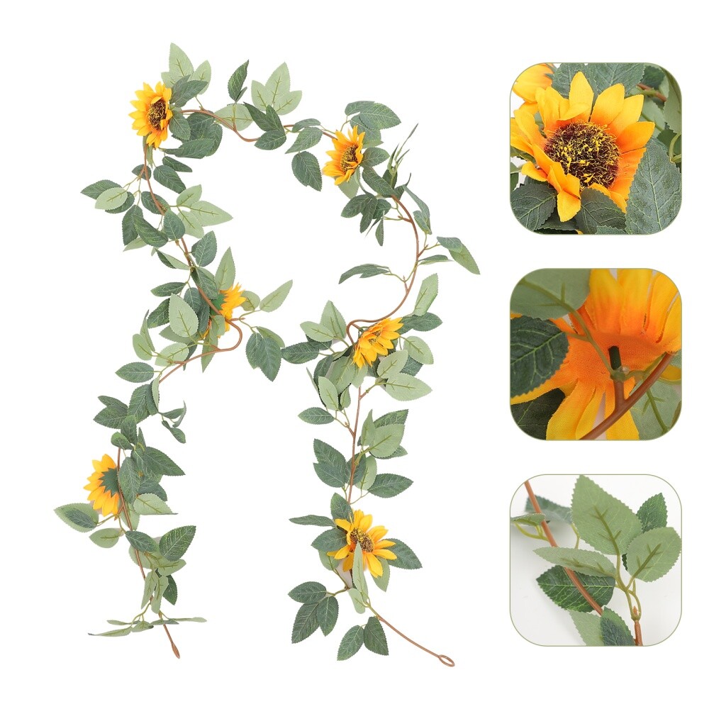 Simulated Green Plant Rattan Artificial Vines with Flowers Adornment
